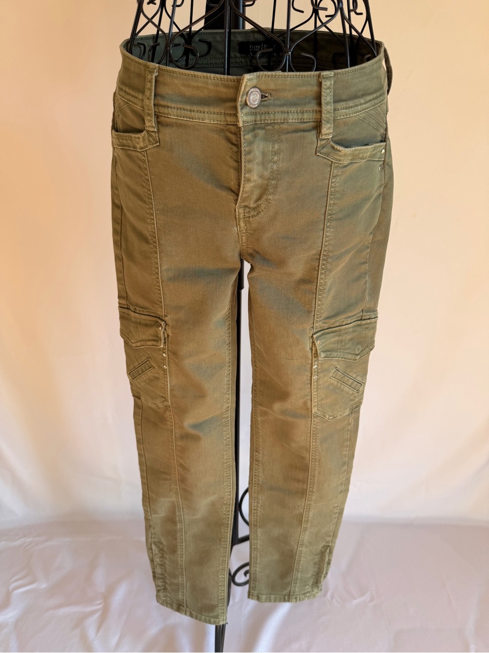 White House Black Market Olive Straight-Leg Cargo Jeans